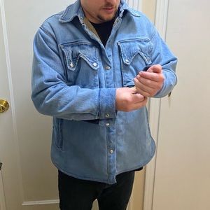 Men’s RHUDE denim and shearling vintage style lined coat insulated jacket